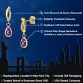 thumbnail image 2 of Gem Stone King 14K Yellow Gold Purple Amethyst and Lab Grown Diamond Earrings for Women | 1.33 Cttw | Gemstone February Birthstone | Pear Shape 7X5MM, 2 of 6