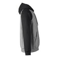 thumbnail image 6 of Team 365 TT96CB Unisex Zone HydroSport Heavyweight Colorblock Hooded Sweatshirt-DK GRY HTHR/ BLK-L, 6 of 6