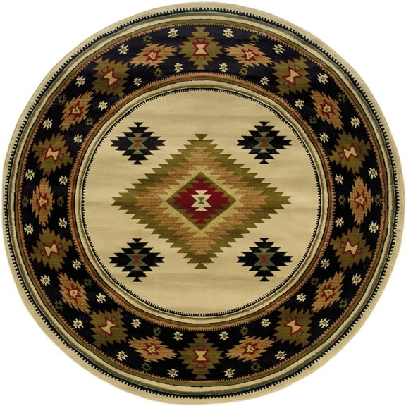 Oriental Weavers Hudson Area Rug 087I1 Casual Beige Southwestern 7' 8" x 7' 8" Round