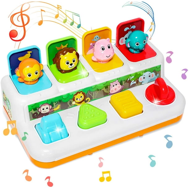 Jouets pour bébé 6 à 12-18 mois, jouets pop-up musicaux 9 mois 1 an garçons  filles cadeaux tout-petits jouets pour bébé, couleur aléatoire 