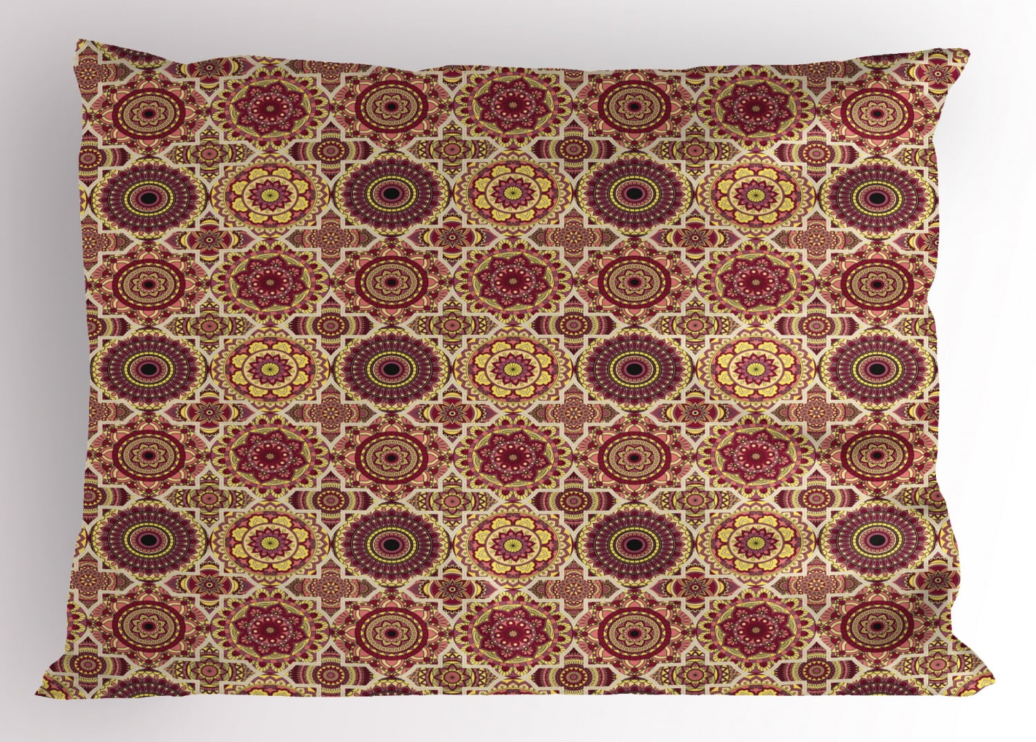 Moroccan Pillow Sham Artistic Patchwork Style Pattern with Old