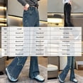 thumbnail image 3 of Low Rise Jeans Girls Wide Leg Jeans Large Front Patch Pockets Washed Denim Pants | Retro girls wide leg denim pants with distinct large front patch pockets, building a perfect versatile casual outfit, 3 of 9