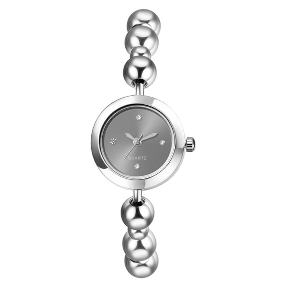 Avaner Women's Beaded Bracelet Watch: Adjustable Strap Imitation Diamond-Marked Dial Analog Quartz Wristwatch - Casual