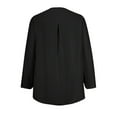 thumbnail image 3 of MIUOWANP Plus Size Women's Solid Color V-Neck Zippered Long Sleeve Studded Casual Blouse Size M(6)Black, 3 of 5