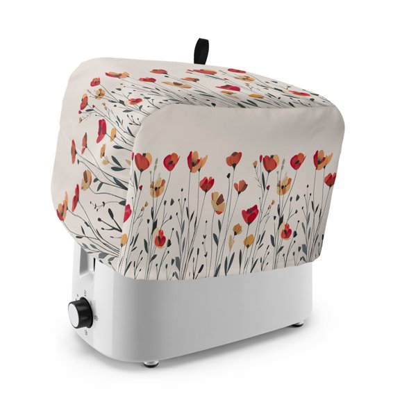 Toaster Cover 2 Slice, Red Yellow Spring Floral Dustproof Bakeware Oven Protector with Top Hook, Modern Abstract Art Waterproof Small Kitchen Appliance Toasters Dust Cover, 11"x6"x8"