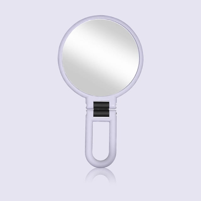 Espejo de tocador giratorio flexible de doble cara, de metal, con aumento de 15x, ideal para mujeres y niñas (blanco).