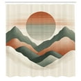 thumbnail image 4 of Ambesonne Neutral Shower Curtain, Mountains and Sunset Print, 69"Wx75"L, Beige Burnt Orange Green, 4 of 4