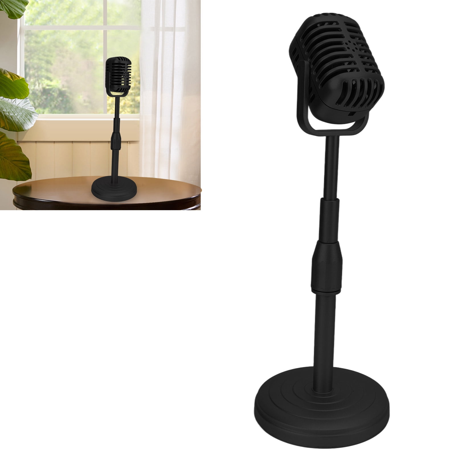 Estink Microphone Faux Rétro - Accessoire Déco Ou Photo - Style Vintage Années 50 - Pour Décor, Scène, Costume - Argenté (80x165 Mm)