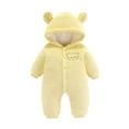thumbnail image 2 of Ccpelsie Baby Bear Fleece Romper One-Piece Footies Jumpsuit Pajama Outfit for Baby Boys Girls(Yellow,0-3 Months), 2 of 8
