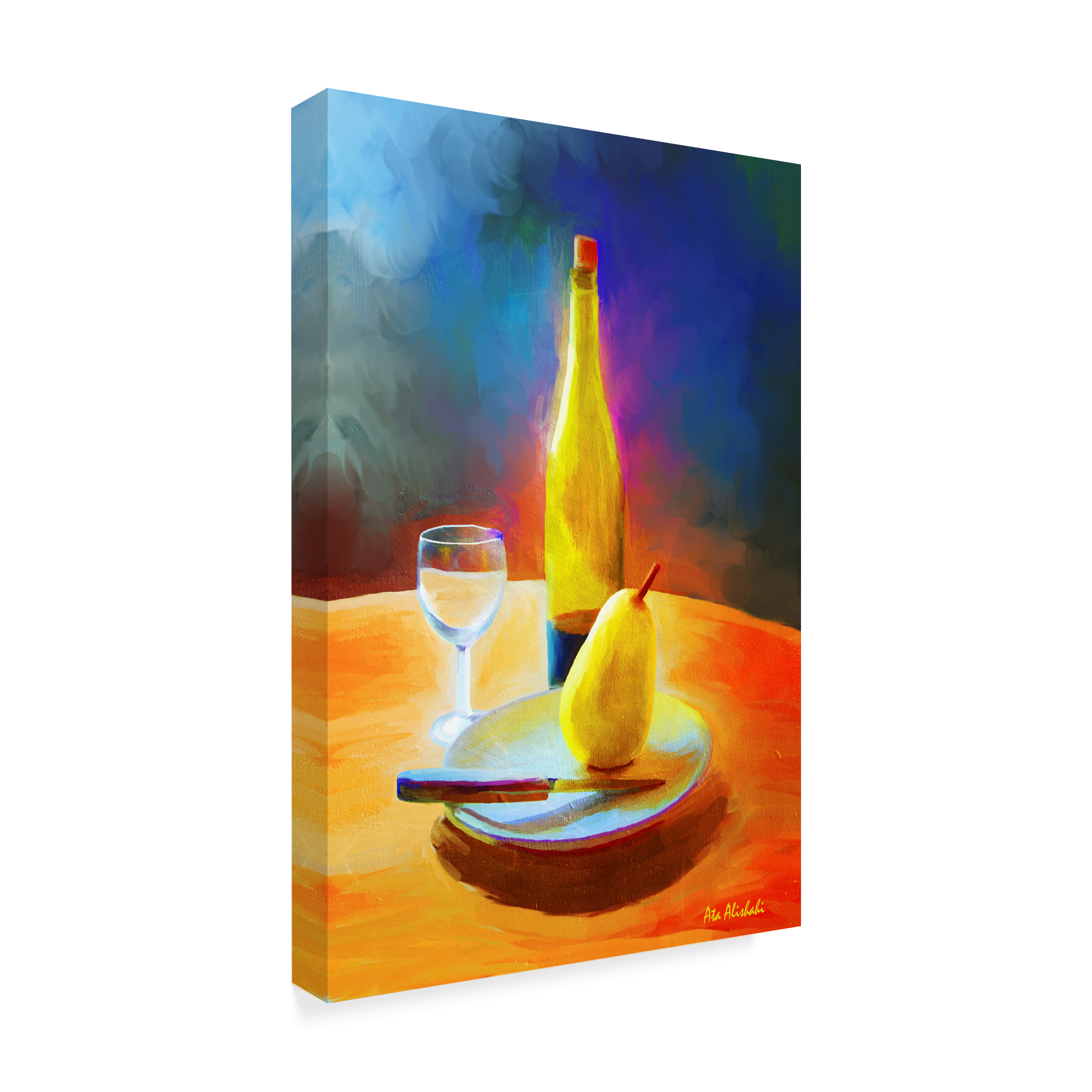 Trademark Fine Art 'Wine And Pear' Canvas Art by Ata Alishahi