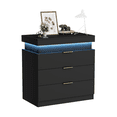 thumbnail image 3 of Charging Nightstand with Sliding Top and LED Lights, 28.8"W Bedside Table, 3 of 17
