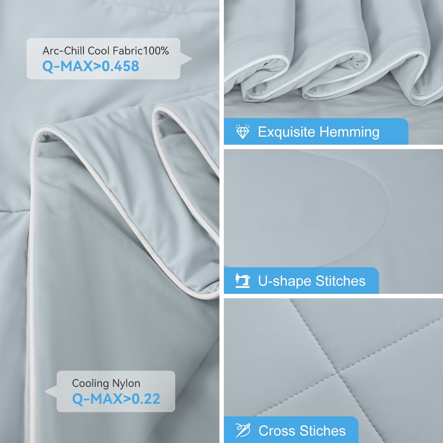 MH MYLUNE HOME Cooling Comforter for Hot Sleepers, Twin Size Double Side Arc-Chill Cold Tech Fabric Cooling Blanket Absorb Body Heat Upgrade Silk Smooth Lightweight Summer Comforter for Night Sweats