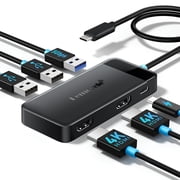 Lemorele TC122 6-in-1 USB C Hub with Dual 4K HDMI, 100W PD Charging, 3 USB Ports, Portable Docking Station for Windows Laptop Dual Monitor, MacBook, Dell, HP, Lenovo