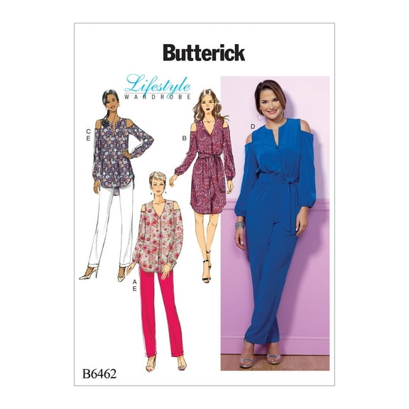 Butterick Pattern Misses' Top, Tunic, Dress, Jumpsuit, Sash, And Pants-6-8-10-12-14