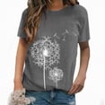 thumbnail image 2 of Paguaki Women Summer T Shirts Dandelion Print Graphic Tees Floral Printed O-Neck Casual Summer Tunic Tops, 2 of 5