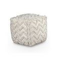 thumbnail image 4 of Bowery Hill Transitional Square Zigzag Handwoven Ivory Wool Pouf, 4 of 6