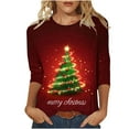 thumbnail image 2 of ‌FDGIU Funny Christmas Shirts for Women - Cute Xmas Tree Print 3/4 Sleeve Blouses, Holiday Tops with Crew Neck, Funny Christmas Tops, 2 of 5