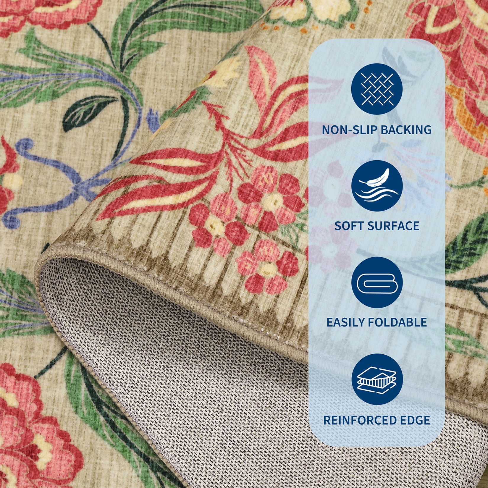 Hasoo Brown Washable Area Rugs 9' x 12' Rug for Living Room Floral Modern Non Slip Throw Indoor Carpet