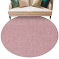 thumbnail image 2 of Vintage Nude Pink Large Round Rug 8 FT, Non Slip Living Room Area Carpet, Farmhouse Retro Solid Color Linen Texture Washable Soft Circle Rug Non-Shedding Floor Carpet for Bedroom Office Dining Room, 2 of 9