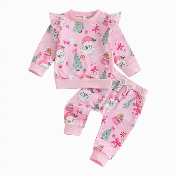 NOLDARES Toddler Baby Girl Clothes Fall Winter Outfits Infant Girl Long Sleeve Top and Pants 2pcs Clothing Set(Red,3-6 M)