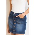 thumbnail image 2 of Button Front Denim Skirt - Casual Jean Mini Skirt with Pockets, 2 of 4