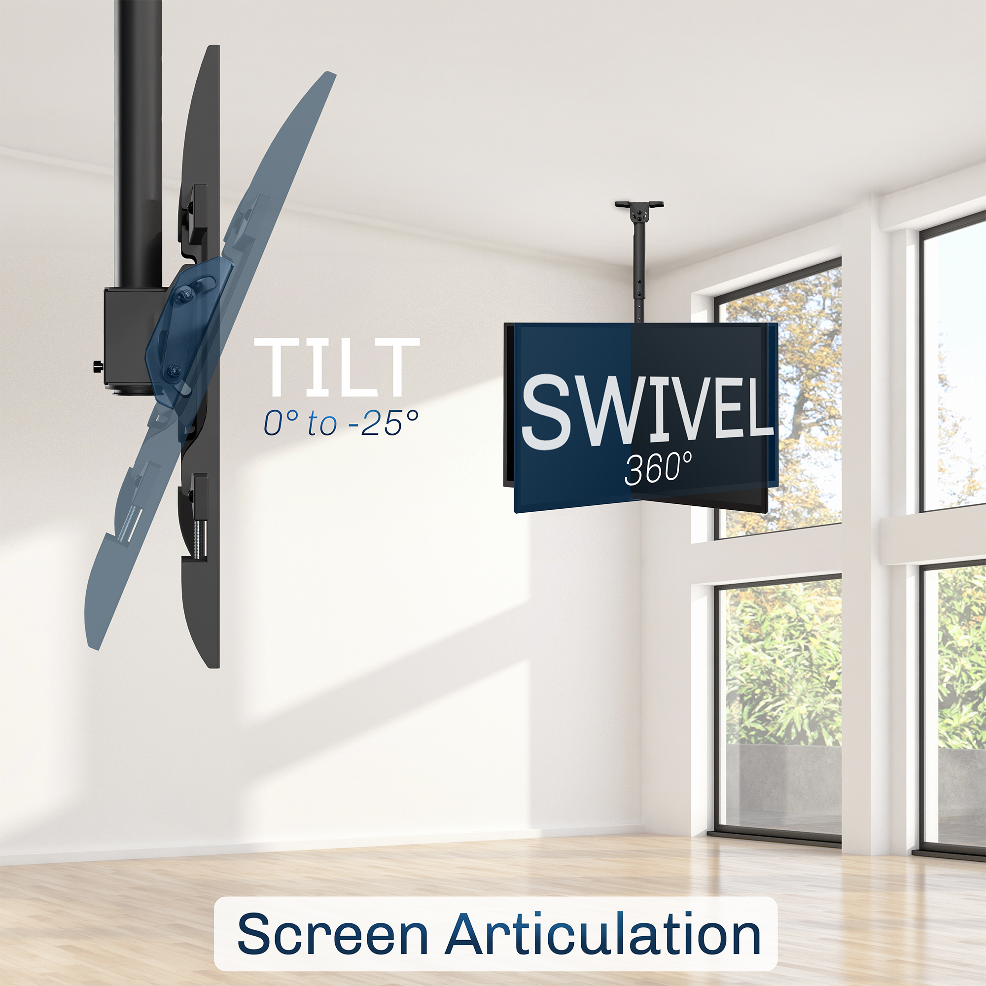 VIVO Extending Ceiling TV Mount for 43 to 86 inch Screens, 3ft Pole