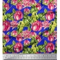 thumbnail image 1 of Soimoi Silk Fabric Parrot,Leaves & Lotus Floral Print Sewing Fabric Yard 42 Inch Wide, 1 of 1