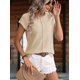 thumbnail image 5 of Blusa Informal de Corta con Cuello Redondo y Aguja Gruesa para Mujer, Color Albaricoque L, 5 of 6