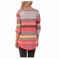 thumbnail image 2 of Womens Striped Knitted Fashion Button Detail Roll Tab Sleeve Multicolor Uneven Hem Colorblock Tunic Blouse Top XL, 2 of 7