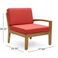 thumbnail image 6 of GDF Studio Parma Outdoor 5-Seater Acacia Wood Sectional Sofa Set, Teak and Red, 6 of 9