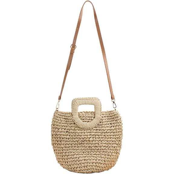 LinYooLi Retro Straw Bag Women Weave Shoulder Bag Vintage Casual Messenger bag Lady Summer Beach Handbags Beige