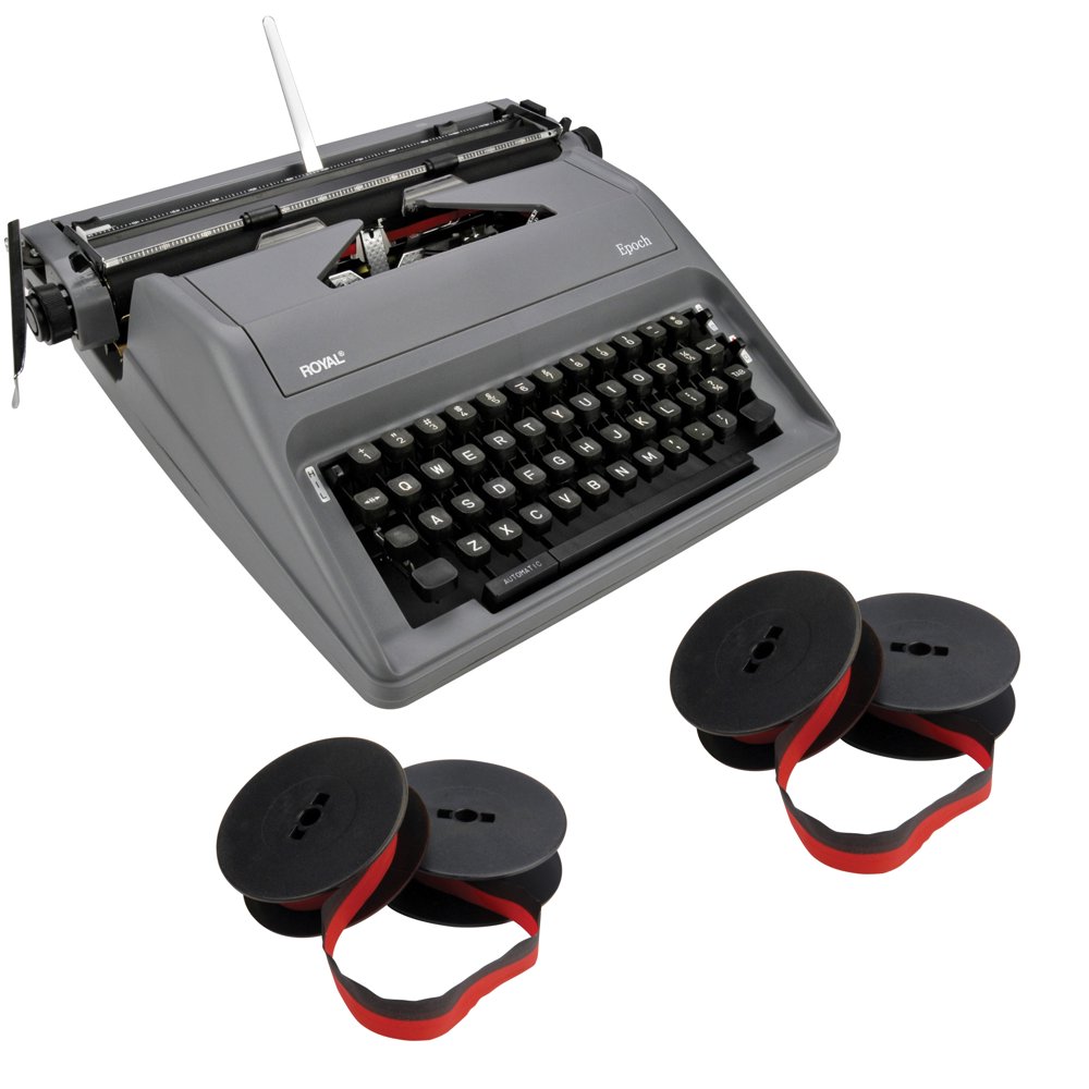Royal 79103Y Epoch Manual Typewriter (Gray) & 2 Pack 7331525 Black/Red
