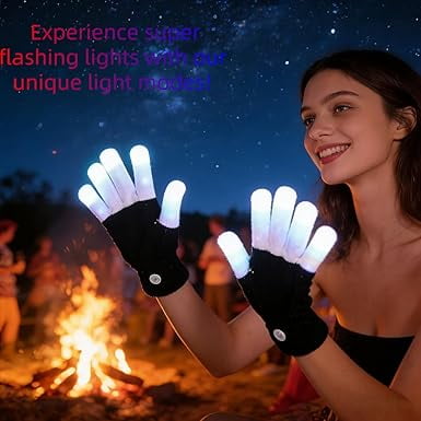 LED Colorful Flashing Finger Lighting Gloves, Glow Rave Cool Toys for Adult Teens,Party,Bar party(1set)