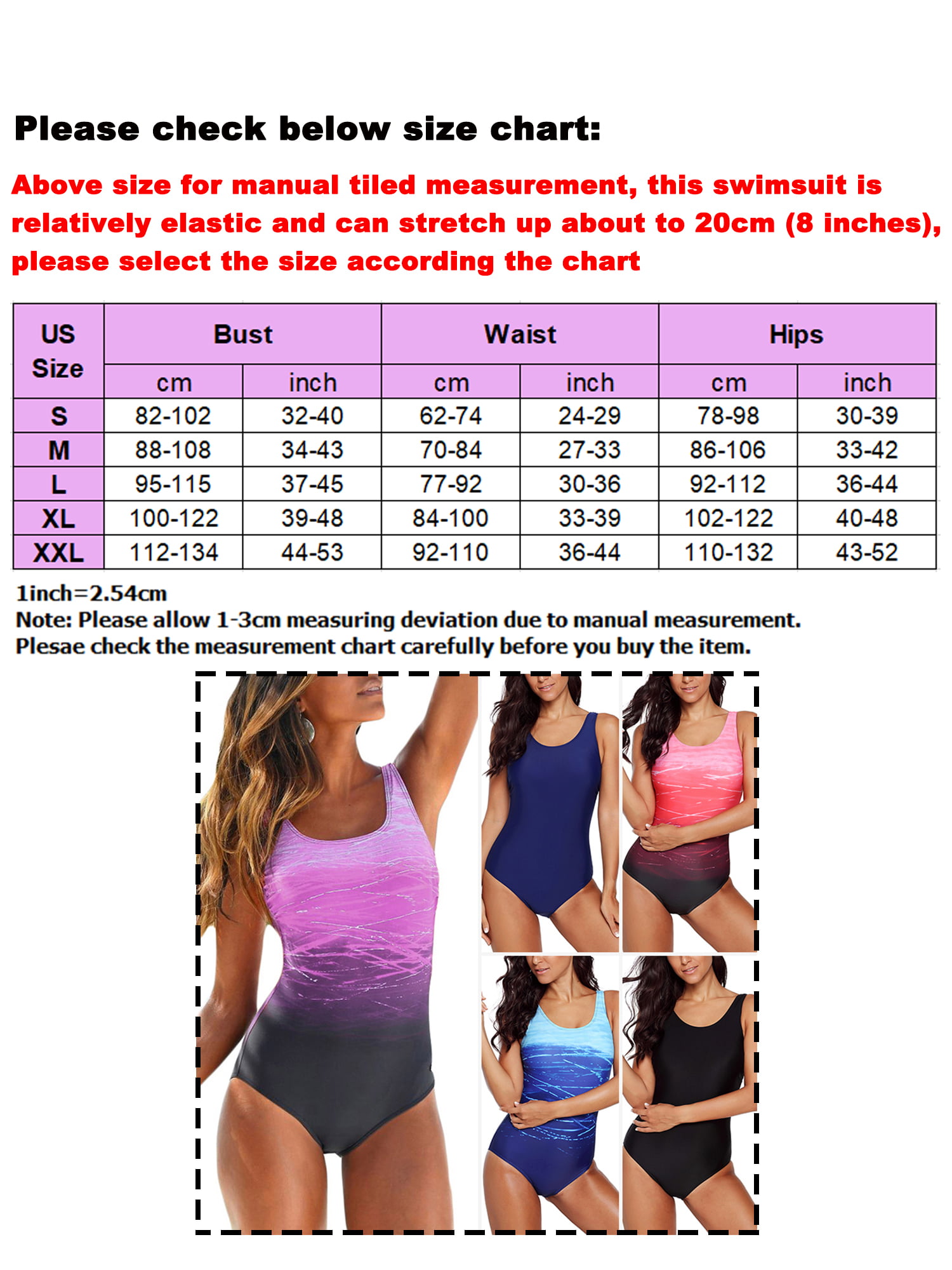 Sexy Dance Women's One Piece Swimsuits Gradient Color Athletic Swimwear  Tummy Control Monokini Bathing Suits Size Medium US 4-6