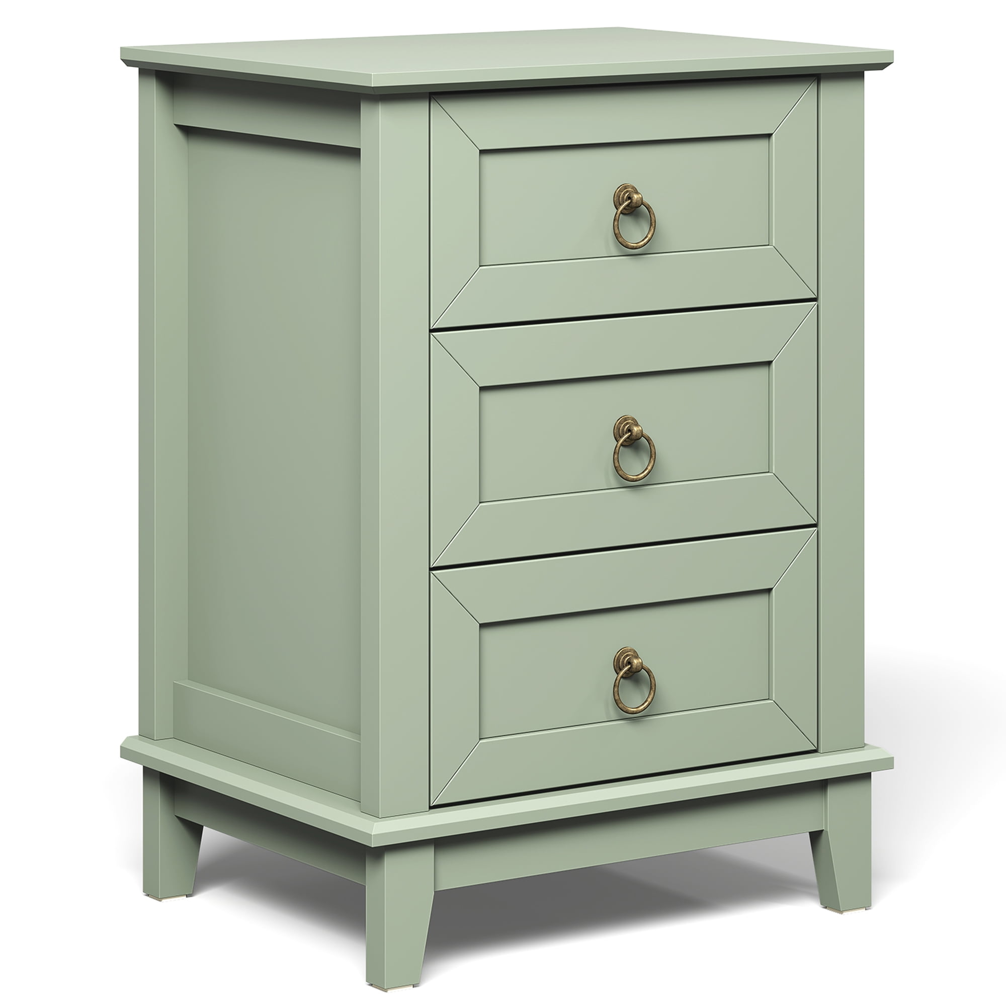CozyHome Green Slim Night Stand: 3-Drawer Tall Wood Dresser, Space-Saving Bedside Table for Small Rooms, Bedroom, Nursery, or Dorm