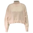 thumbnail image 4 of VISALY Turtleneck Sweatshirt Crochet Sweaters Turtleneck Sweater Oversized Long Sleeve Knitted Pullover Fall Winter Trendy Basic Crop Sweaters Hoodies Pullover Solid Sweatshirt Sweatshirt Beige L, 4 of 4