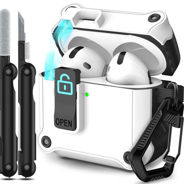 Funda para AirPods de cuarta generación RFUNGUANGO, protección contra caídas, blanca