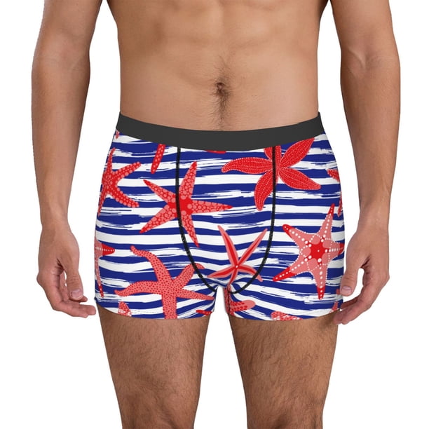 Fotbe Sea Stars Calzoncillos Tipo Boxer con Bolsa de Soporte Total para Hombre, X-Temp Fresco, Transpirable y de Secado Rápido-Small