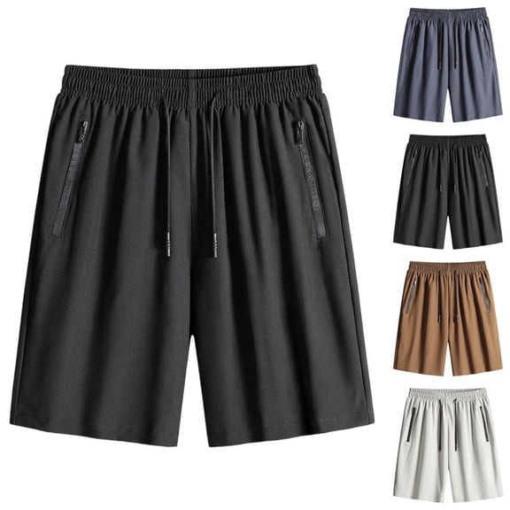 Bxsruta Men's Casual Drawstring Elastic Waist Shorts for Summer, Soft Polyester Fabric, Ideal for Everyday Comfort
