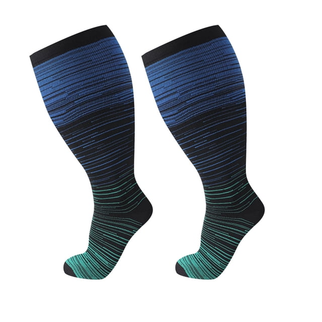 Plus Size Compression Socks For Women And Men Knee High Support Wide Calf Stockings Stockings compression stockings Blue