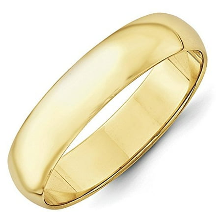 10K Yellow Gold 5.00MM LTW Half Round Wedding Band Ring (13.5)