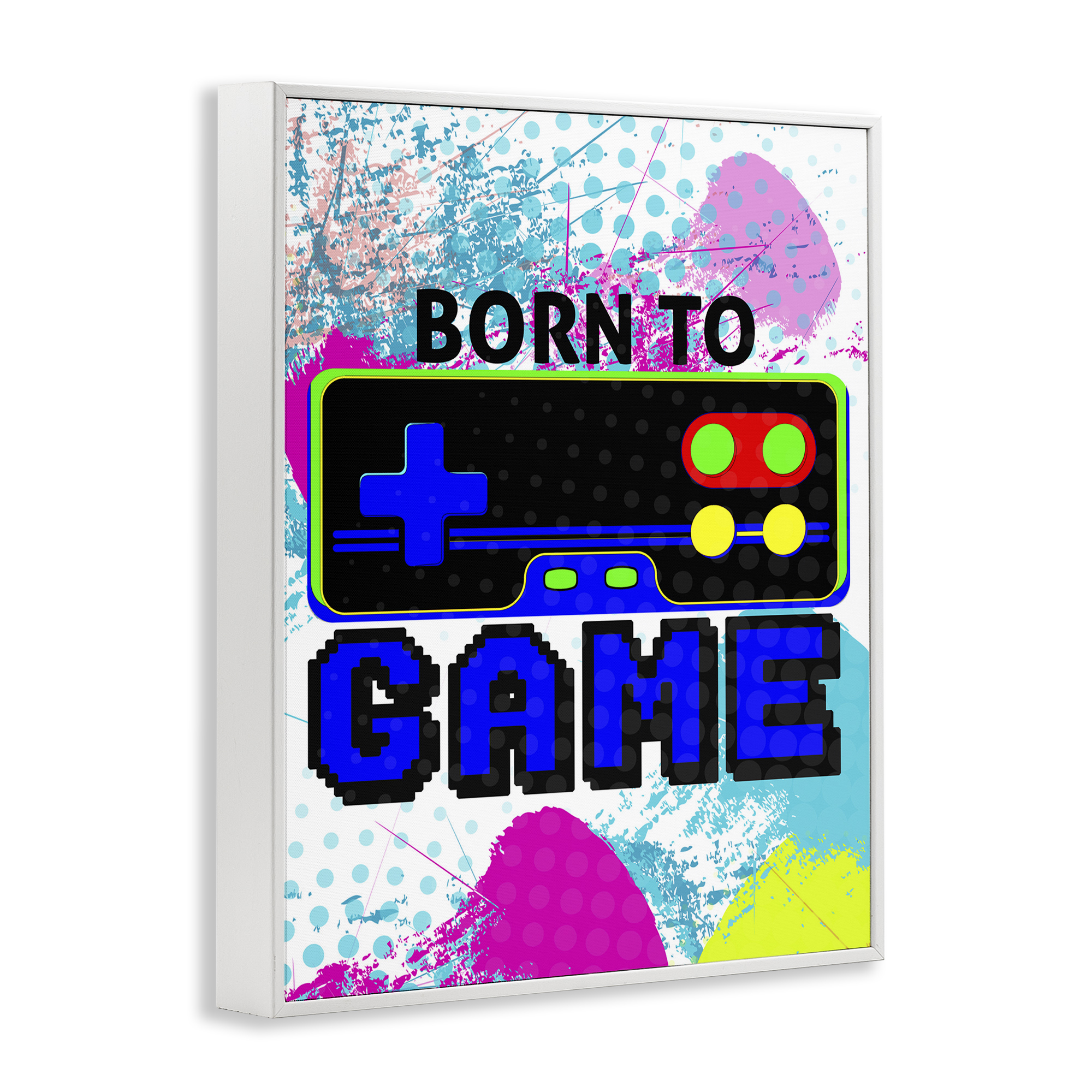 Stupell Industries Boy's Born to Game Typography Painting White Framed Art Print Wall Art, 24 x 30