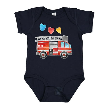 

Inktastic Valentine s Day Fire Truck with Hearts Boys or Girls Baby Bodysuit