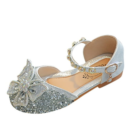 

shpwfbe shoes baby girls pearl bling bowknot single princess sandals dancing kids gifts