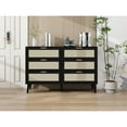 thumbnail image 2 of 6 Drawer Rattan Dresser,Modern Chest with 6 Drawers, Wood Storage Cabinet Sideboard TV Cabinet Black, 2 of 5