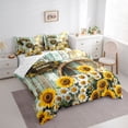 thumbnail image 3 of Homewish Rustic Warm Home Bedding Comforter Set 7 Pieces for Kids, Sunflower Groovy Floral Full Bedding Set, Vibrant Plant Botanical Fitted Sheet Flat Sheet, Ultra Soft Bedroom Decor, 3 of 7