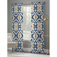 thumbnail image 4 of Blue Morocco Sheer Curtains for Living Room Bedroom Boho Geometric Antique Oriental Pattern Sheer Curtains 108 Inch Long 2 Panels Set Light Filtering Curtain Window Treatments Drapes for Dining Room, 4 of 6