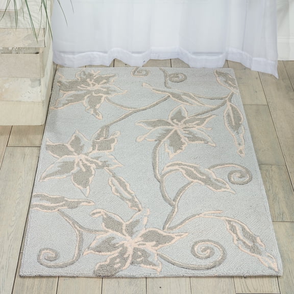 Nourison Fantasy Transitional Aqua 2'6" x 4' Area Rug, (3x4)