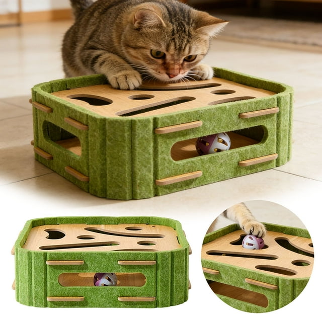 Indoor Interactive Cat Nail File Puzzle Board for Grooming and Play - Scratch Pad for Cats to Brush and Exercise Their Minds