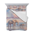 thumbnail image 7 of Beach Elephant Twin XL Size Down Alternative Comforter,Lightweight Comforter Quilt Bedding Set with Pillow Shams Natural Seaside Scenery Modern Paint Art Bed Comforter Duvet Insert 68"x98", 7 of 7